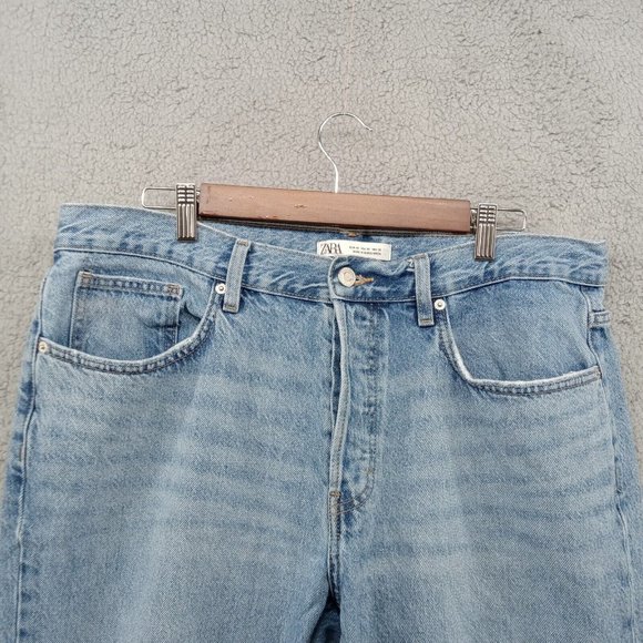 Zara Jeans Womens‎ 36 Blue Light Wash Cropped Denim Baggy Mom Tapered - Picture 4 of 13